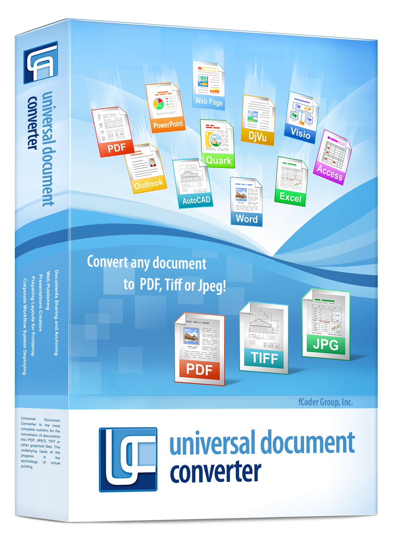 Universal Document Converter - Convert PDF, DOC, DWG to PDF, JPEG or TIFF.
