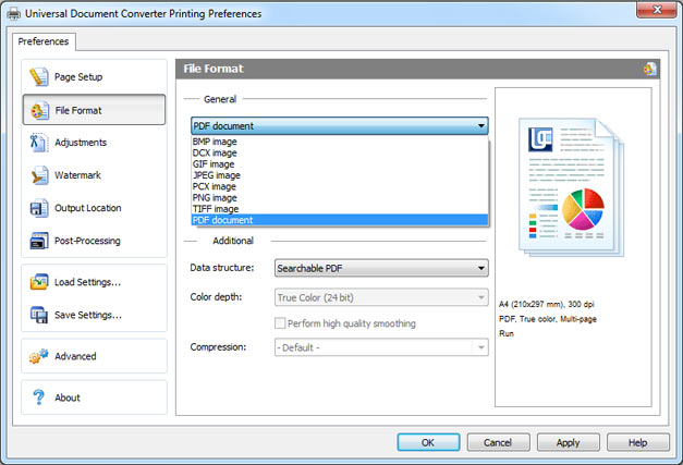 UDC file format settings