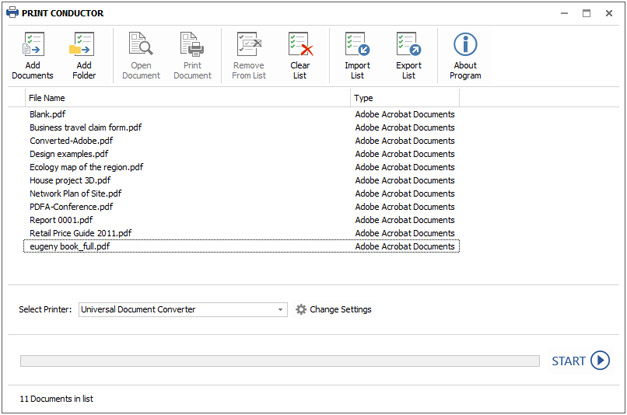 Print Conductor with list of PDF files