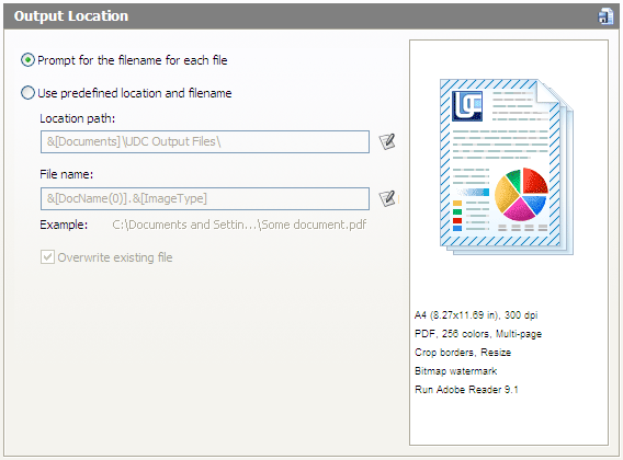 Configure output file settings in Universal Document Converter