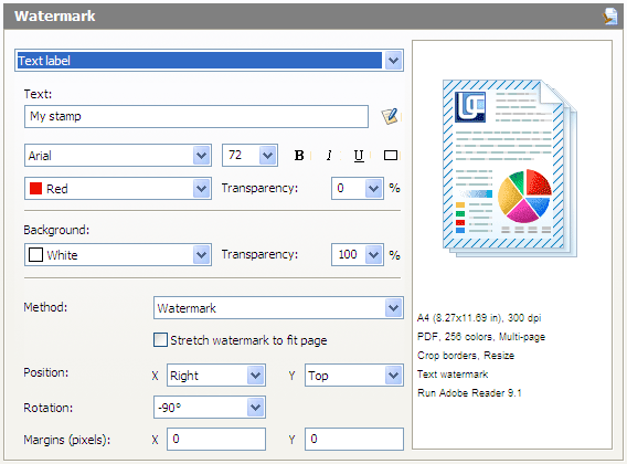 Help Universal Document Converter text watermark