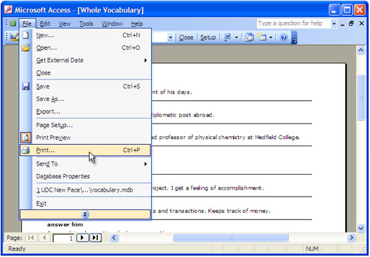 Open Microsoft Access report and press File-Print... in application main menu.