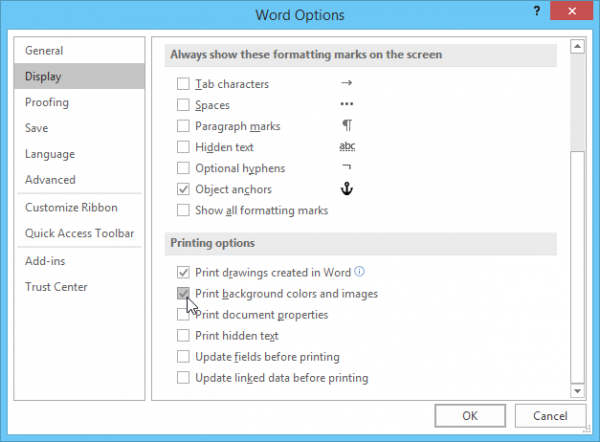 Print background feature in Microsoft Word Print background feature in Microsoft Word