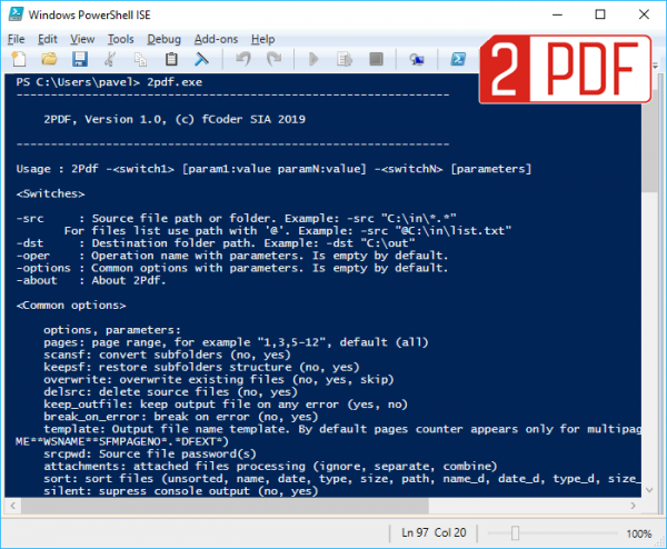 El convertidor de lnea de comando 2PDF puede guardar todos los archivos desde una lista en varias pginas PDF