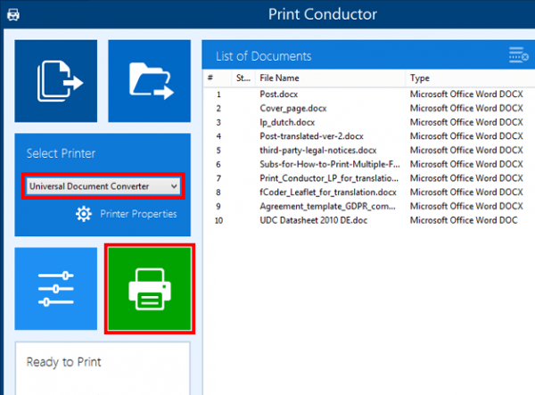 Print Conductor with list of Word files (*.doc, *.docx, *.txt)