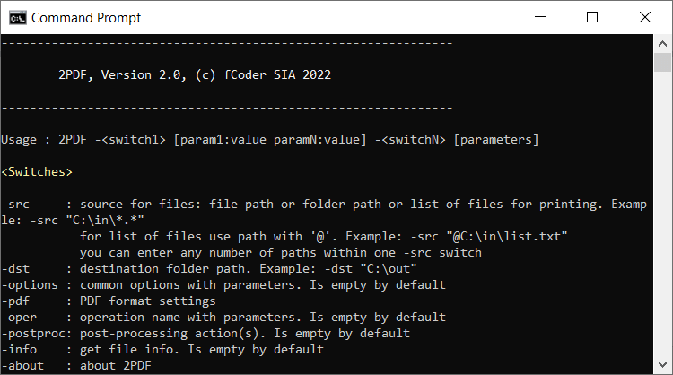 Professional command line tool for PDF conversion - 2PDF